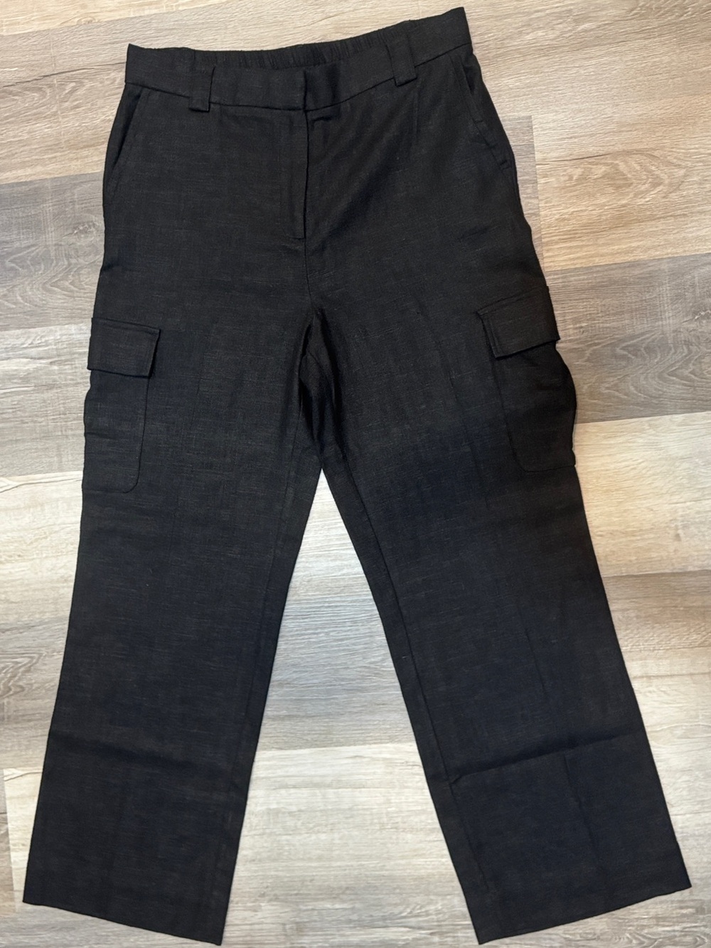 House of Harlow 1960 Black Linen Blend Cargo Pants